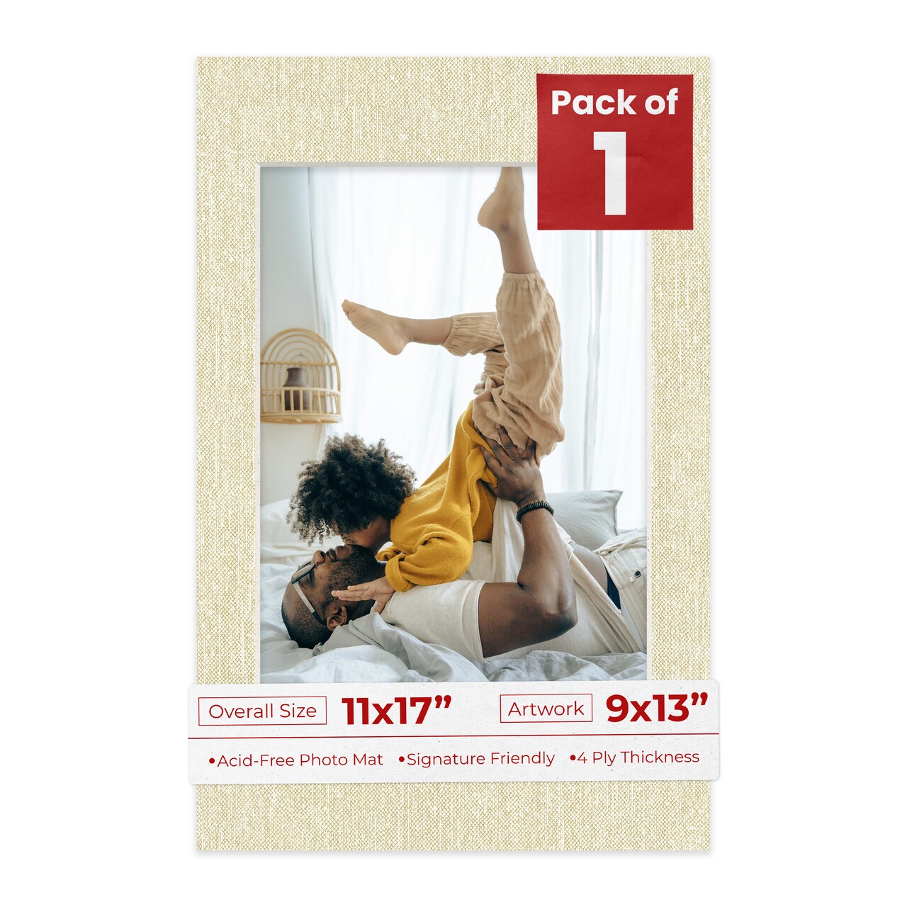 Off White Canvas Mat Board for 11x17 Frames - Fits 9x13 Photos